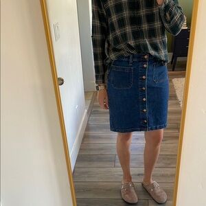 Denim Button-Front Skirt